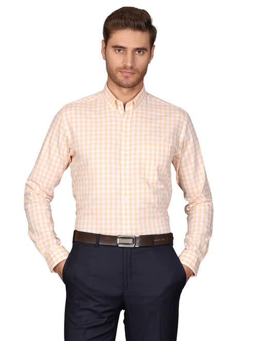 orange checkered formal shirt - 17767565 - Very Small Image - 1