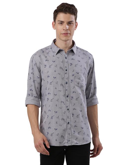grey printed casual shirt - 17767571 - Very Small Image - 1