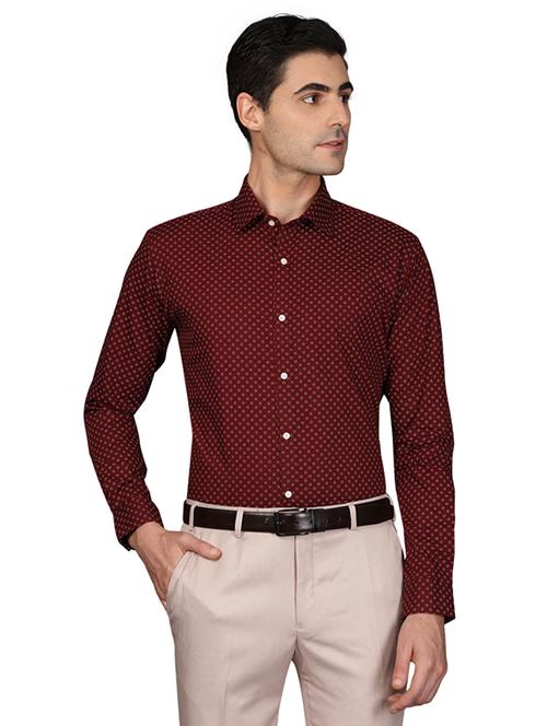 maroon printed formal shirt - 17767603 - Very Small Image - 1