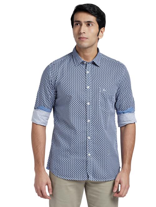 blue printed casual shirt - 17767624 - Very Small Image - 1