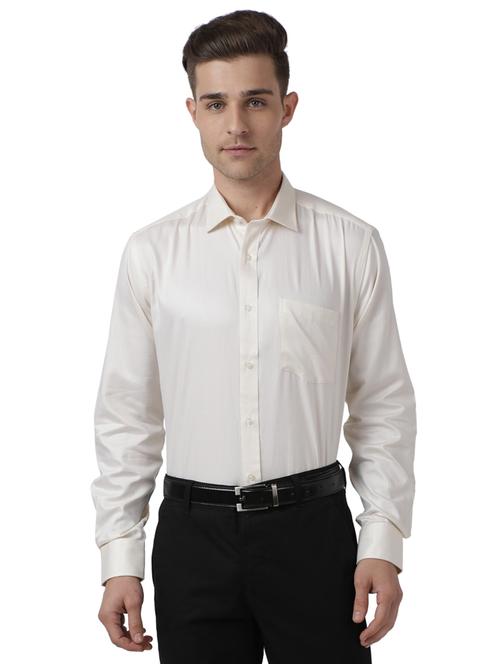 yellow self design formal shirt - 17767666 - Very Small Image - 1