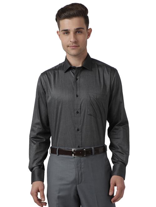 grey solid formal shirt - 17767671 - Very Small Image - 1