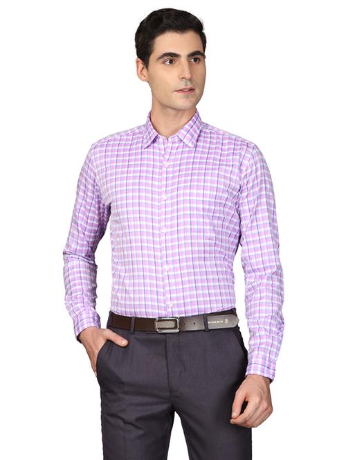 purple checkered formal shirt - 17767691 - Very Small Image - 1
