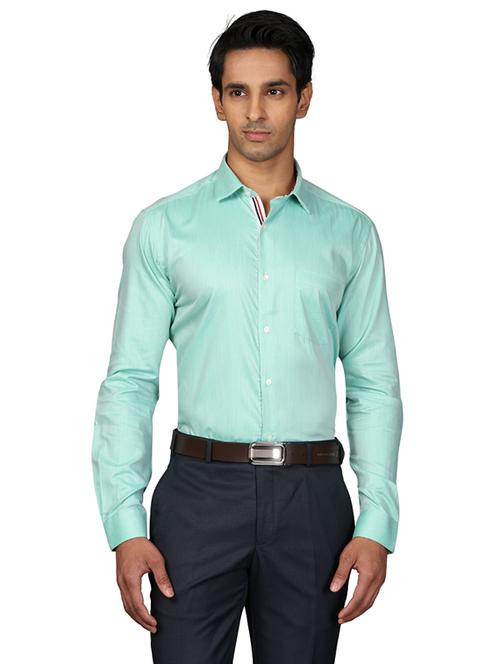 green solid formal shirt - 17767746 - Very Small Image - 1