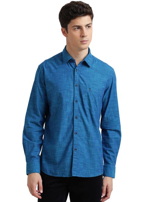 blue solid casual shirt - 17767752 - Very Small Image - 1