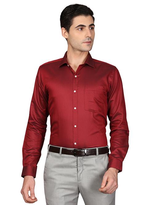maroon solid formal shirt - 17767788 - Very Small Image - 1