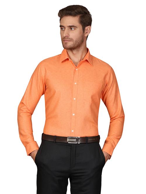 orange solid formal shirt - 17767855 - Very Small Image - 1