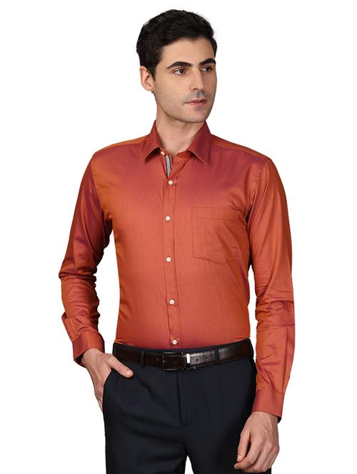 rust printed formal shirt - 17767875 - Very Small Image - 1