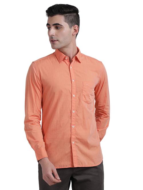 orange solid casual shirt - 17767879 - Very Small Image - 1