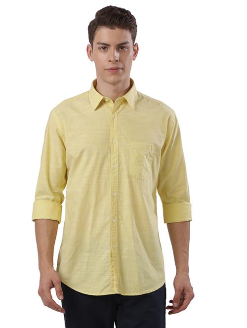 yellow self design casual shirt - 17767946 - Very Small Image - 1