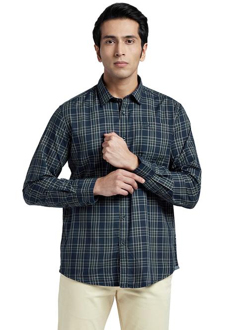 blue checkered casual shirt - 17767951 - Very Small Image - 1