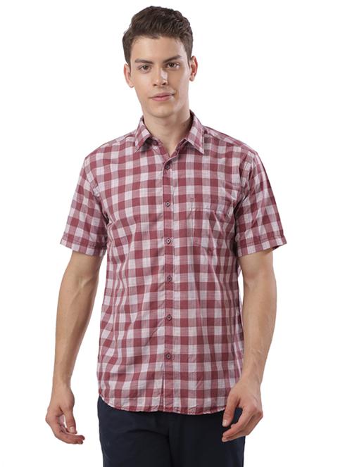 maroon checkered casual shirt - 17767973 - Very Small Image - 1