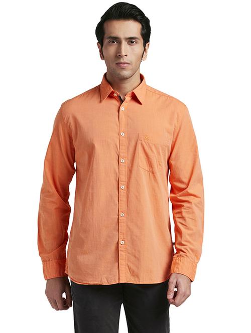 orange solid casual shirt - 17768009 - Very Small Image - 1