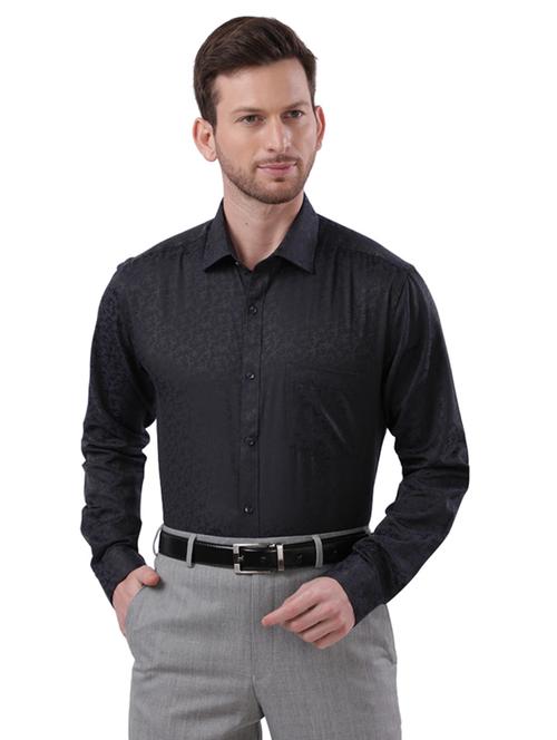 navy blue self design formal shirt - 17768094 - Very Small Image - 1