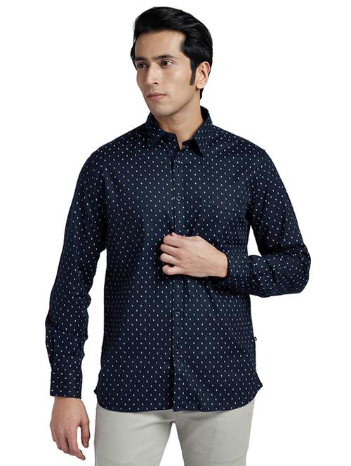 navy blue printed casual shirt - 17768097 - Very Small Image - 1