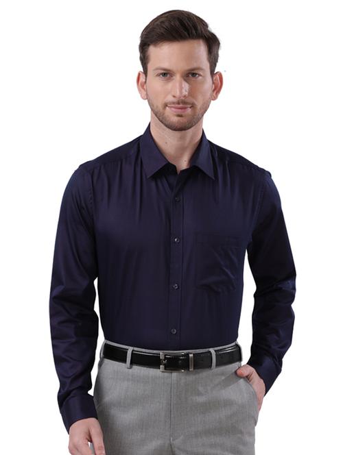 navy blue solid formal shirt - 17768122 - Very Small Image - 1