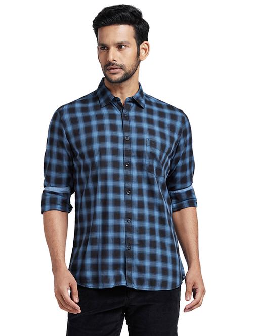 blue checkered casual shirt - 17768123 - Very Small Image - 1