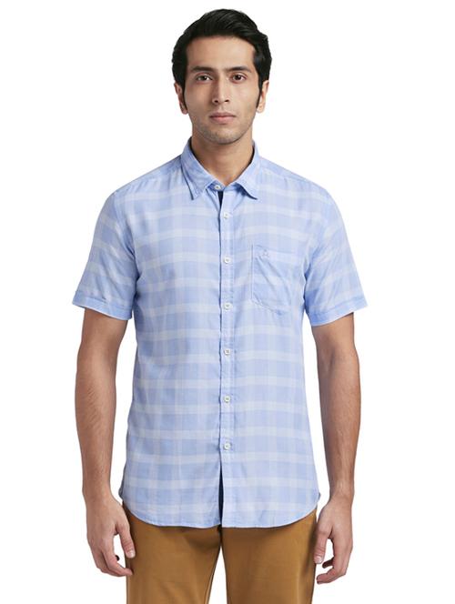 blue checkered casual shirt - 17768155 - Very Small Image - 1