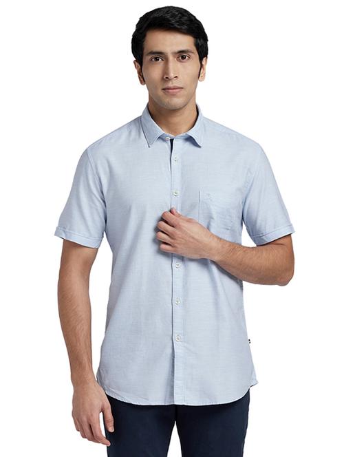 blue solid casual shirt - 17768174 - Very Small Image - 1
