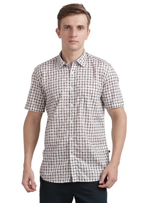 off white checkered casual shirt - 17768188 - Very Small Image - 1