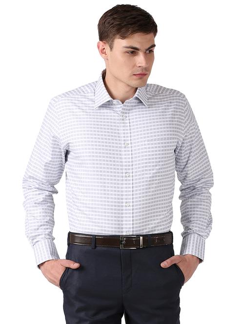 grey checkered formal shirt - 17768243 - Very Small Image - 1