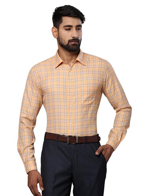 beige checkered formal shirt - 17768260 - Very Small Image - 1