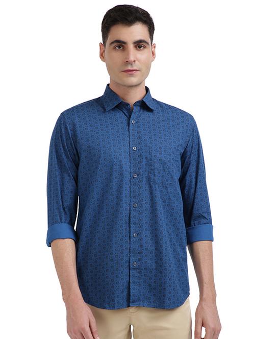 blue printed casual shirt - 17768298 - Very Small Image - 1