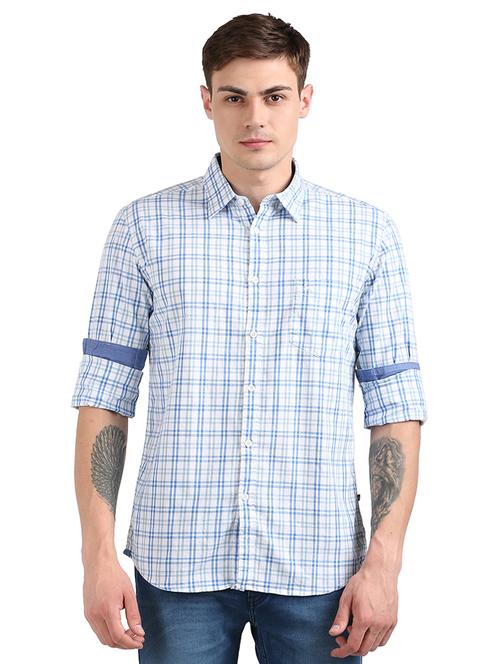 light blue checkered casual shirt - 17768320 - Very Small Image - 1