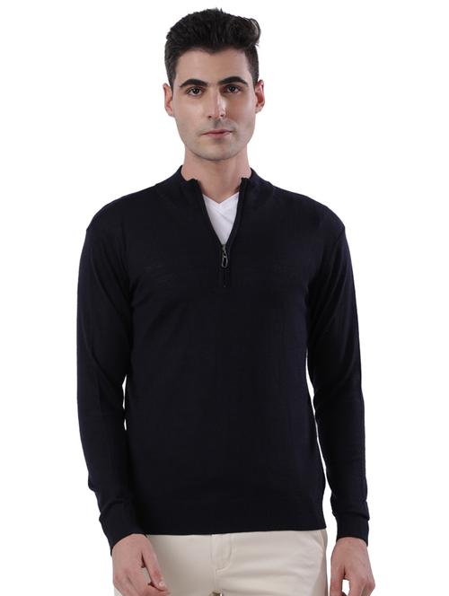 navy blue solid acrylic pullover - 17768328 - Very Small Image - 1