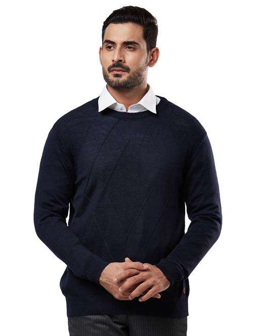 navy blue self design acrylic pullover - 17768345 - Very Small Image - 1