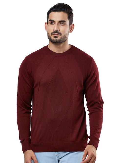 maroon self design acrylic pullover - 17768347 - Very Small Image - 1
