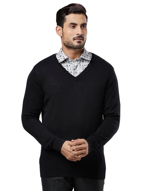 black solid wool pullover - 17768354 - Very Small Image - 1