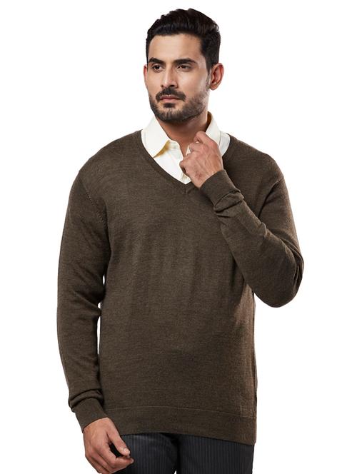 brown solid wool pullover - 17768356 - Very Small Image - 1