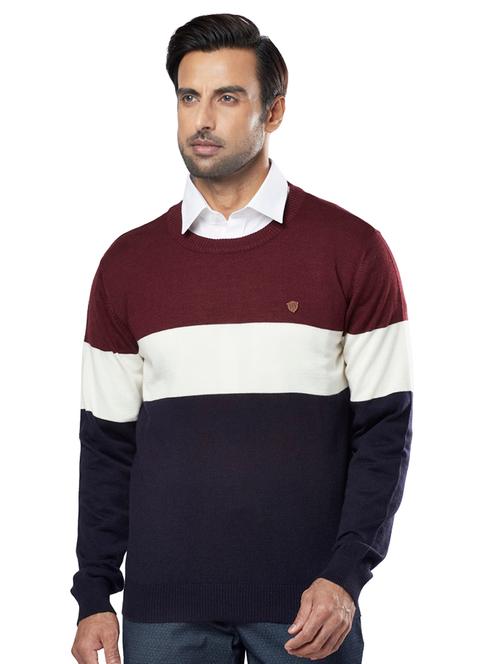navy blue color block pullover - 17768401 - Very Small Image - 1