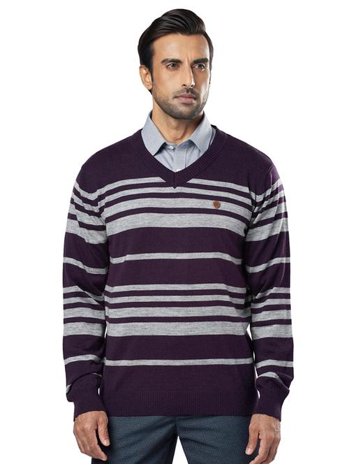 purple striped acrylic pullover - 17768402 - Very Small Image - 1