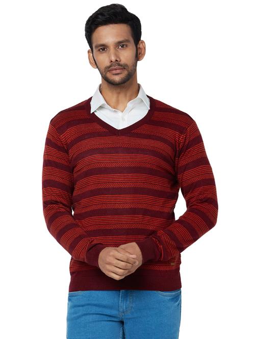 maroon striped acrylic pullover - 17768440 - Very Small Image - 1