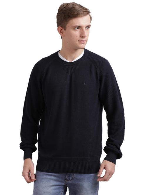 navy blue solid pullover - 17768508 - Very Small Image - 1