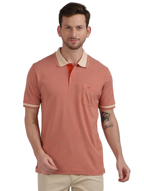 orange printed polo t-shirt - 17768642 - Very Small Image - 1