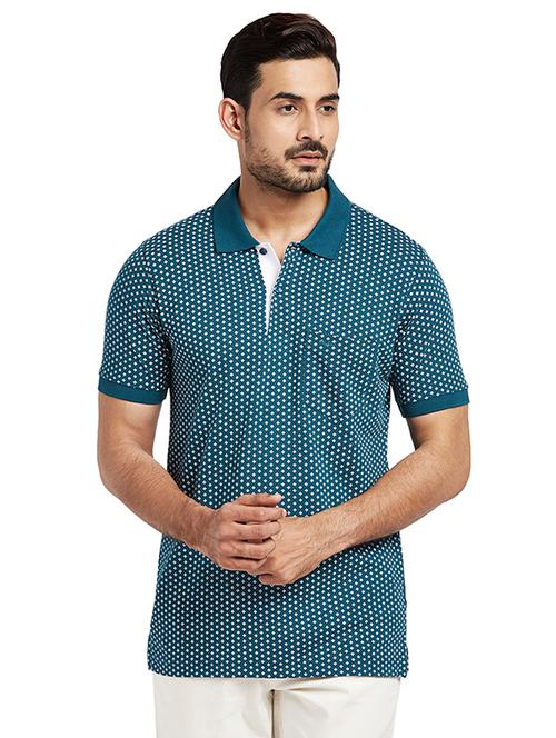 blue printed polo t-shirt - 17768724 - Very Small Image - 1