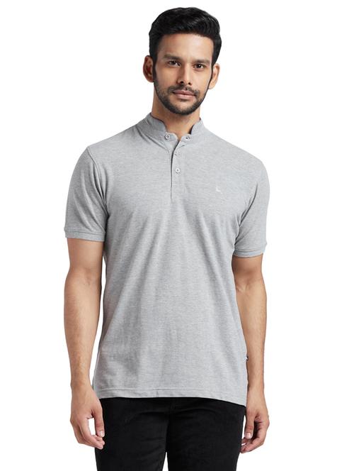 grey solid polo -shirt - 17768888 - Very Small Image - 1