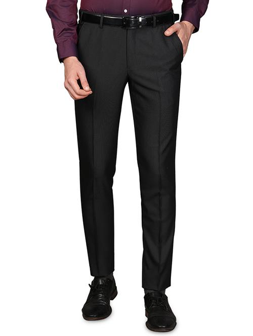 black textured flat front formal trouser - 17768959 - Very Small Image - 1