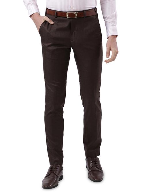 brown solid flat front formal trouser - 17768961 - Very Small Image - 1