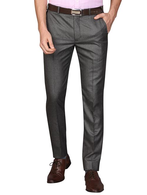 grey solid flat front formal trouser - 17768975 - Very Small Image - 1