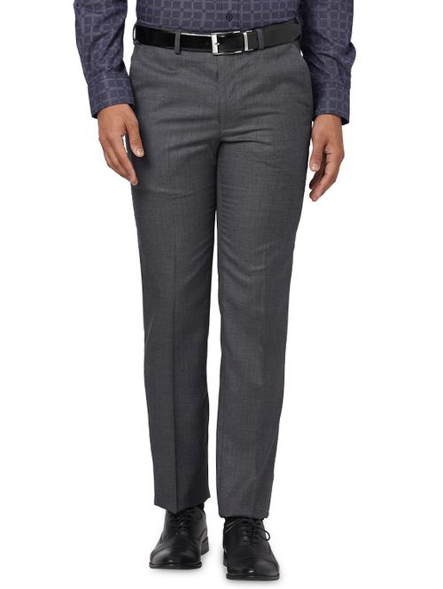 grey textured flat front formal trouser - 17768996 - Very Small Image - 1