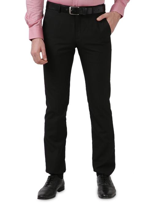 black solid flat front formal trouser - 17769023 - Very Small Image - 1
