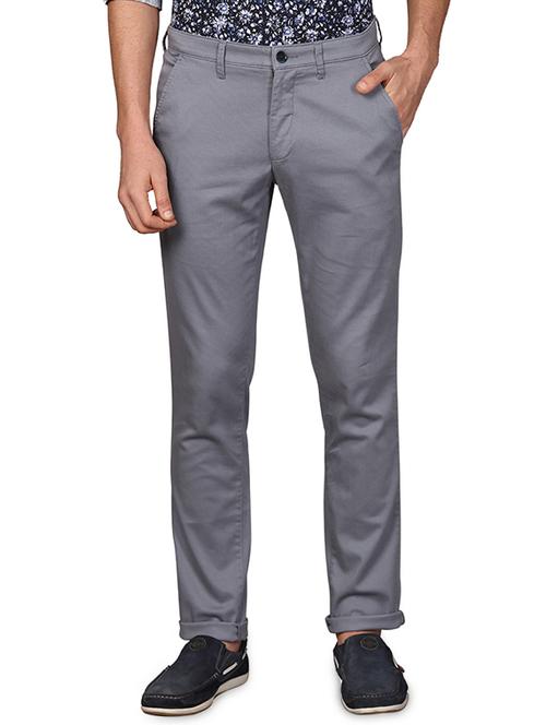 grey textured flat front casual trouser - 17769041 - Very Small Image - 1