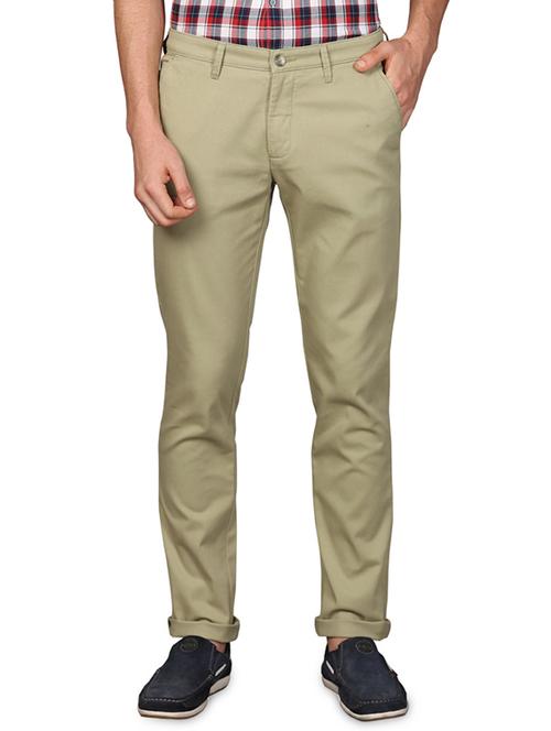 green solid flat front casual trouser - 17769042 - Very Small Image - 1