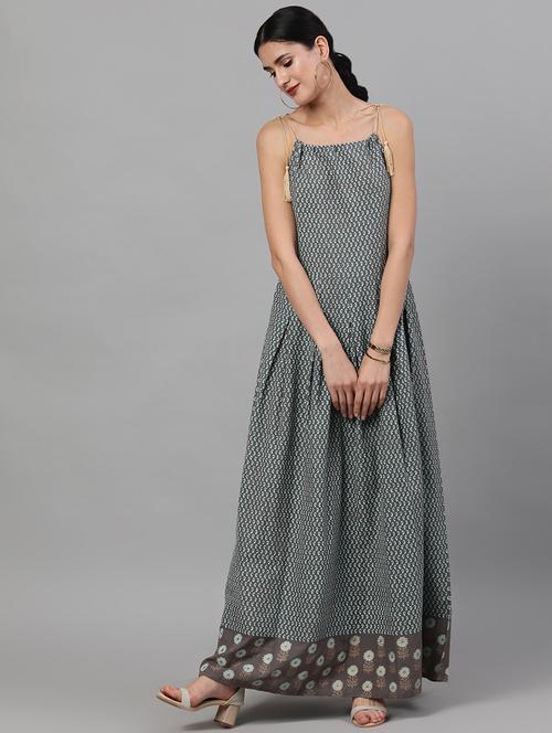 tie up shoulder paisley maxi dress - 17769961 - Very Small Image - 1