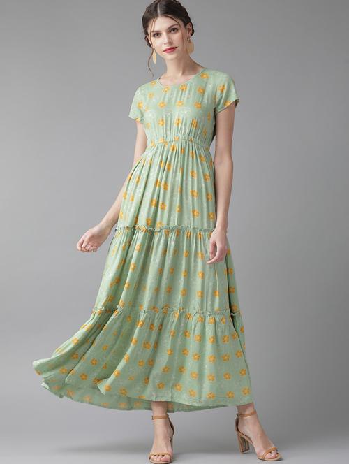 round neck floral tiered maxi dress - 17769978 - Very Small Image - 1