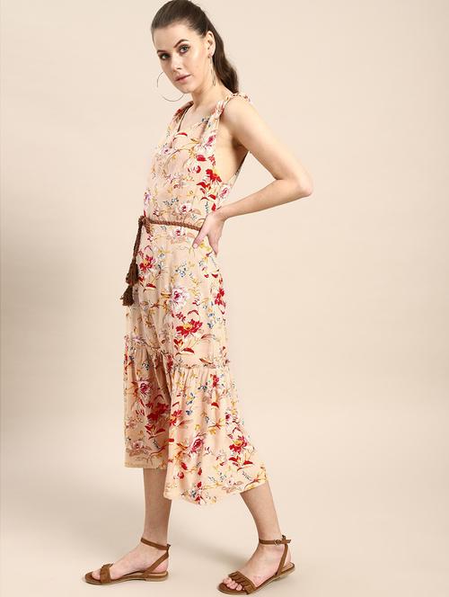 tie front floral flared dress - 17769986 - Very Small Image - 1